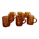 8 vintage Duralex amber glass mugs