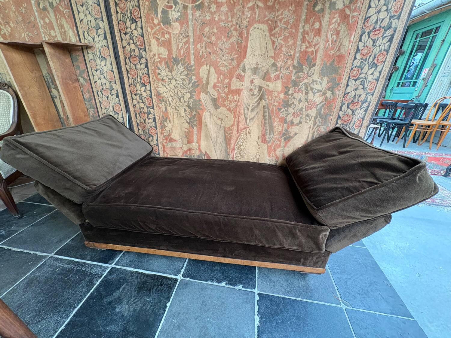 Brown velvet living room