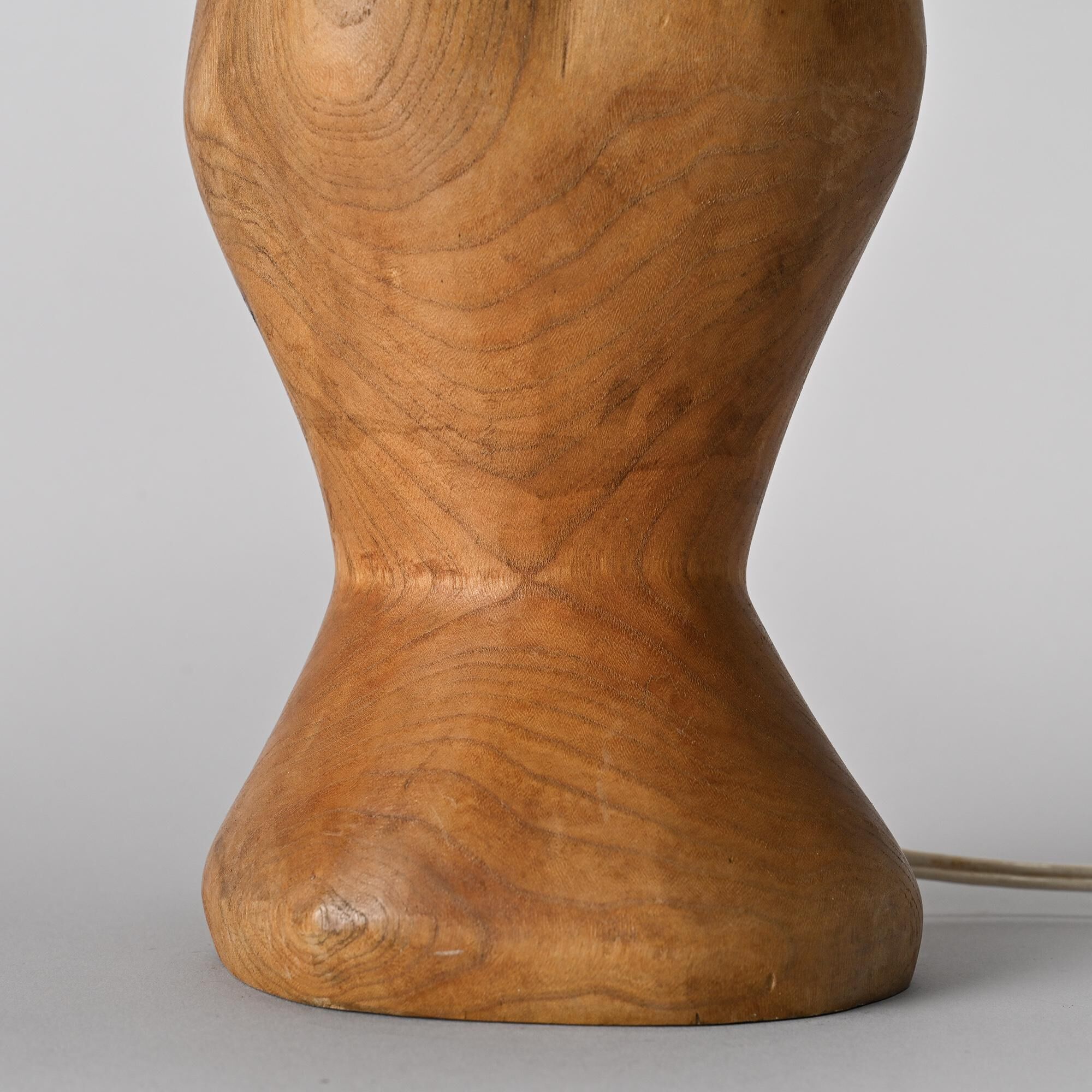 Turned wooden lamp and natural fibre, France, circa 1960