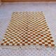 Berber rug in brown and beige check pattern - 206 x 154 cm