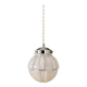 Vintage art deco globe pendant light in white and silver Clichy glass