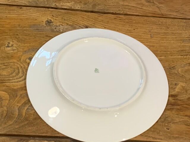 9 white porcelain plates of art deco blue flower limoges