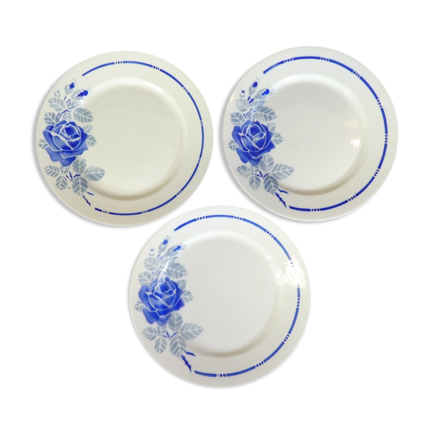 3 flat plates Badonviller model rose no Digoin