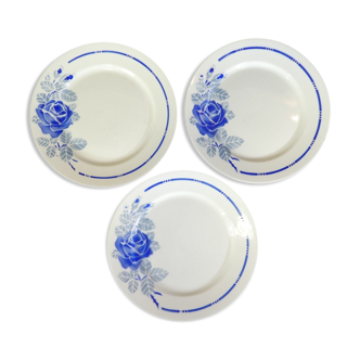 3 flat plates Badonviller model rose no Digoin