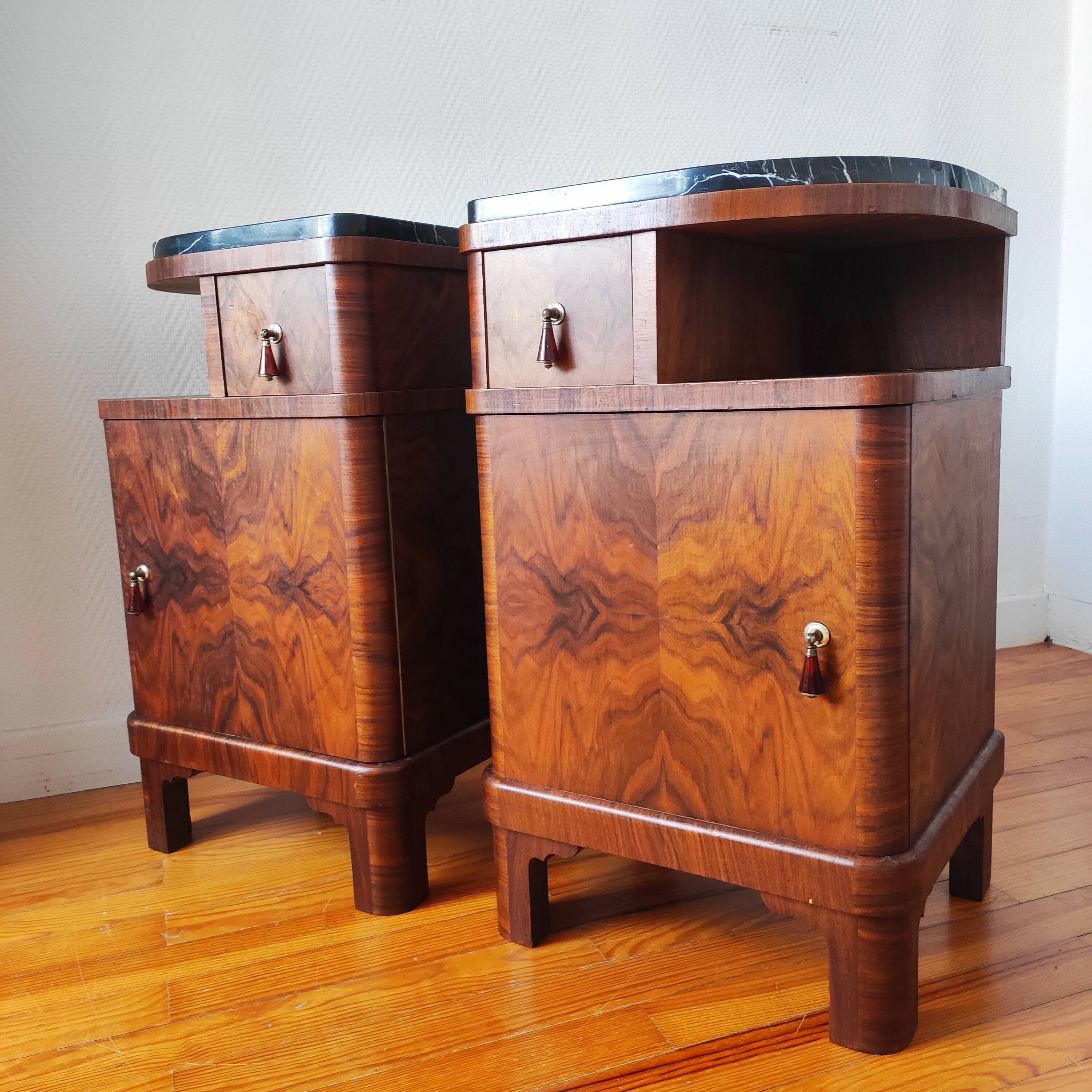 Pair of art deco bedside tables