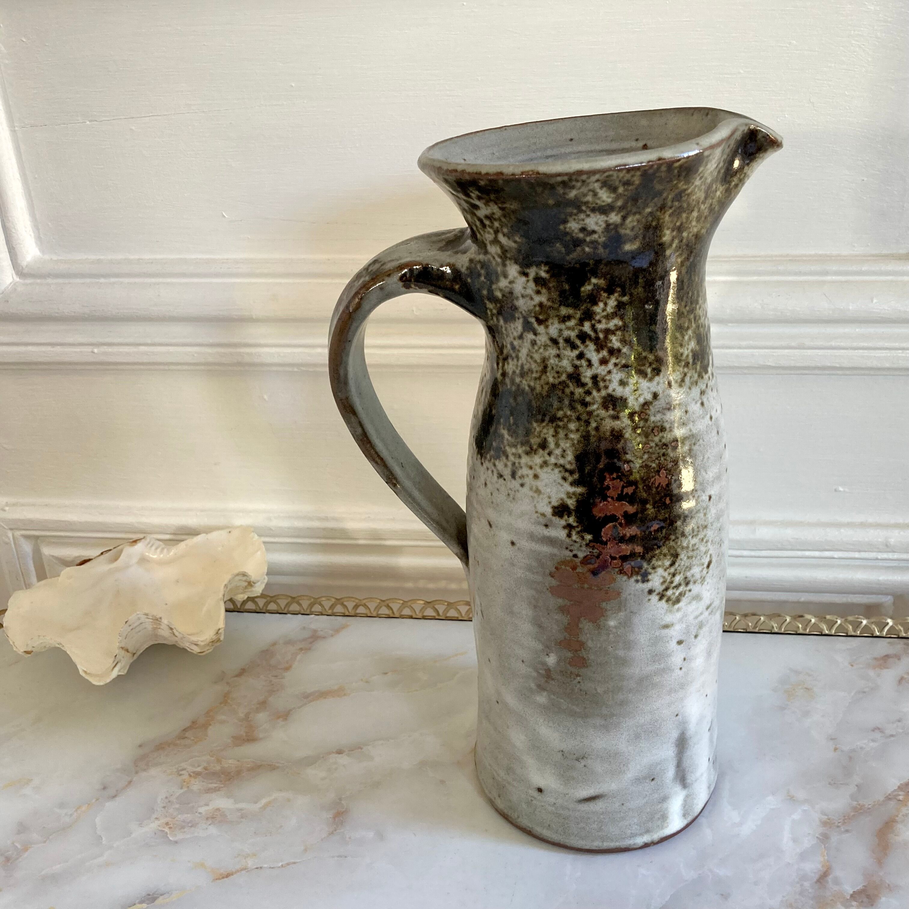 Pichet stoneware vase signed Thierry and Chantal Robert - Sanded on the Loir - 1970