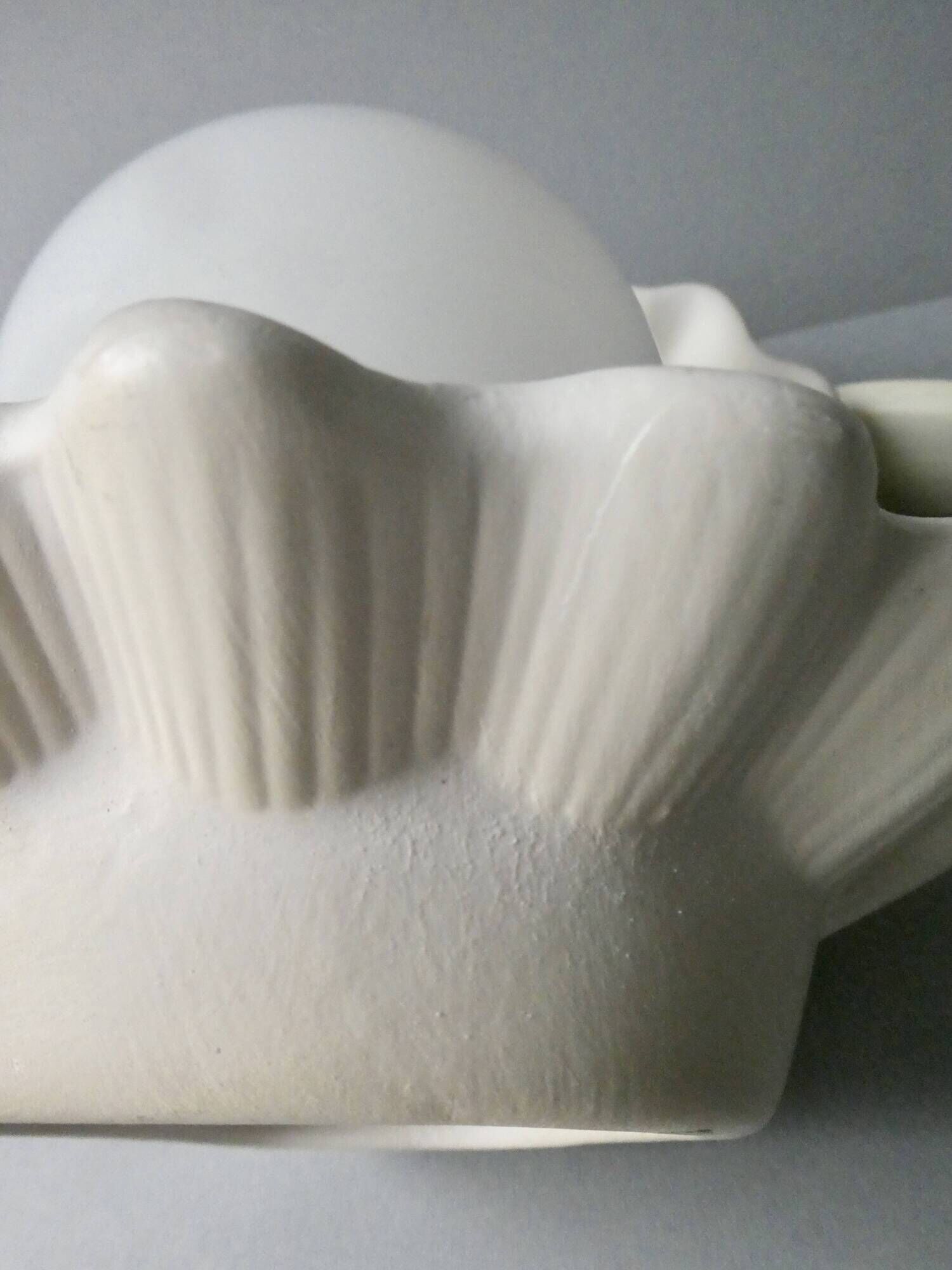 Ceramic and opaline shell lamp, 70s-80s