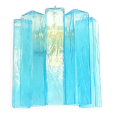 Impressive contemporary sconce made with light-blue Murano glass “squared” elements. Luxury modern