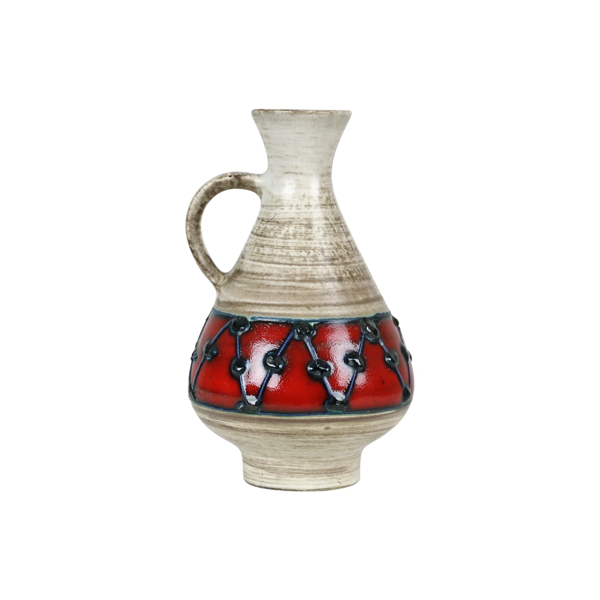 West germany vase dumler breiden red beige collector's item 21cm