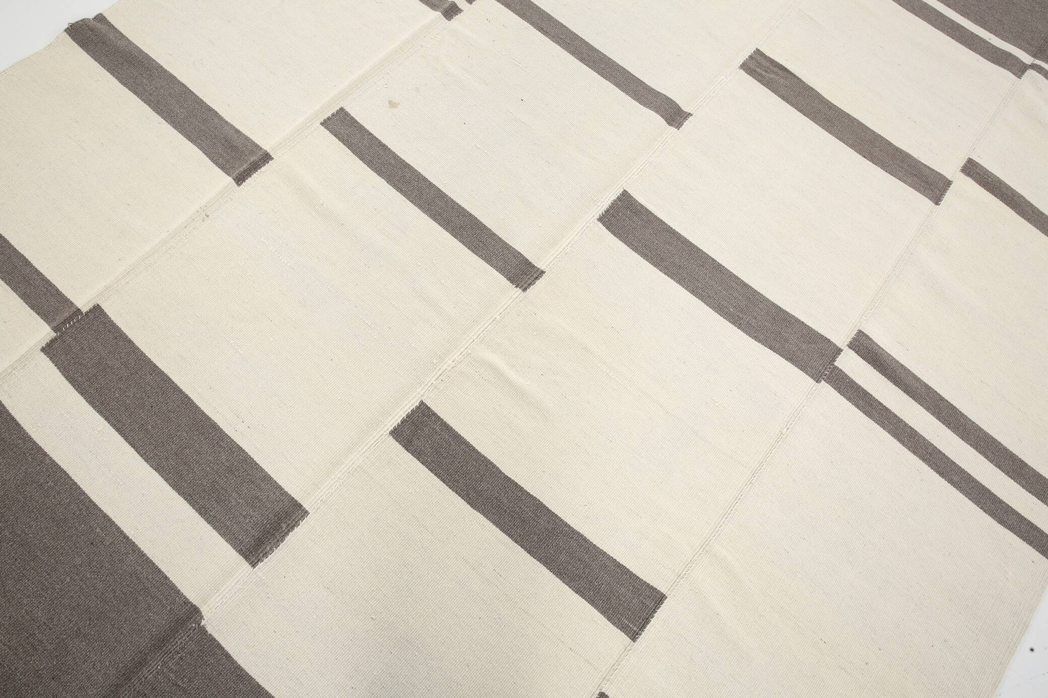 7x9 Grey & Beige Anatolian Flatweave Kilim Rug, 225x276 Cm