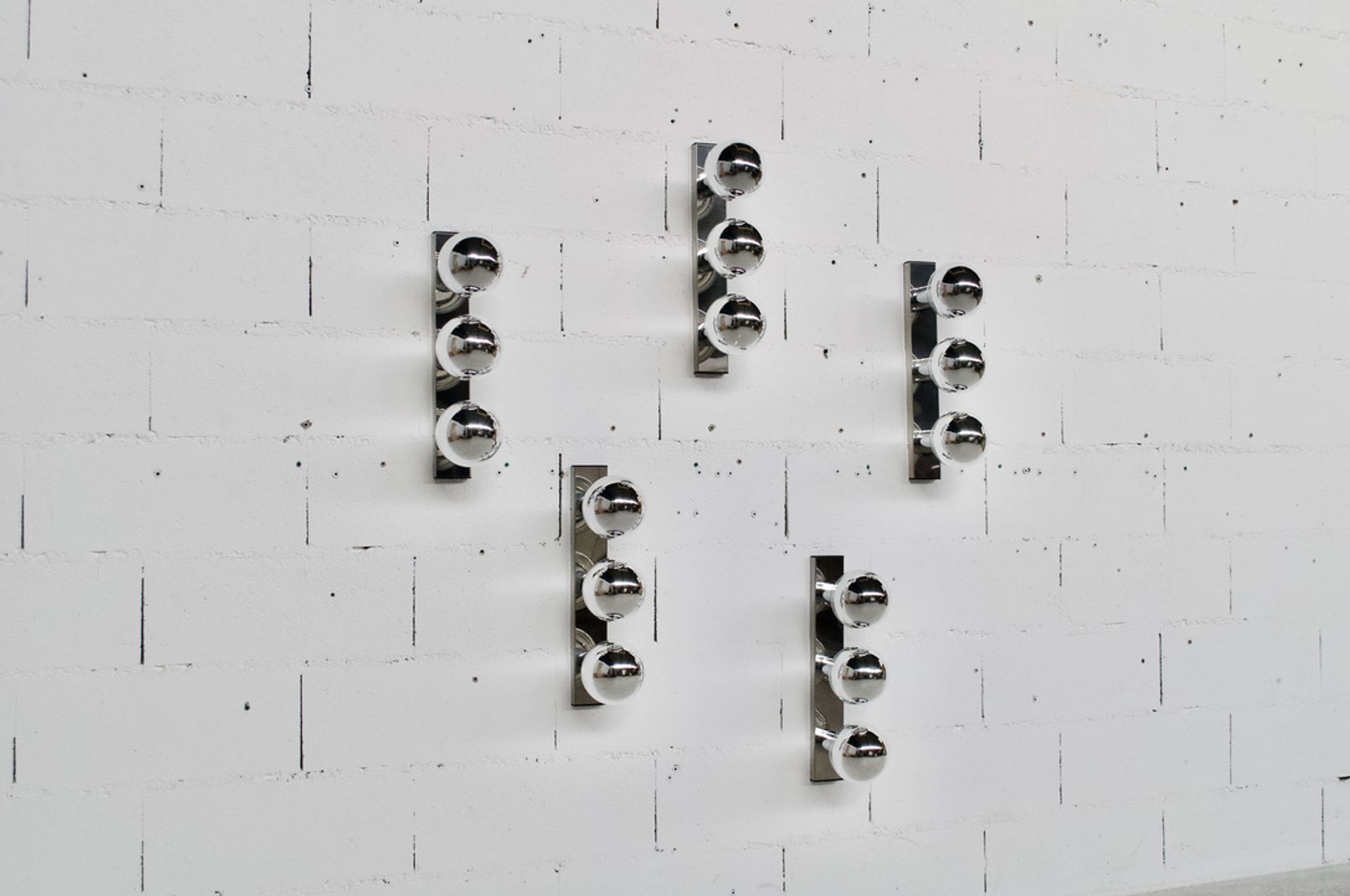 5 CHROME STEEL WALL LAMPS/CEILING LAMPS BY MOTOKO ISHII 70' YEARS EDITOR