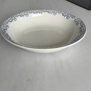 Large round salad bowl, antique blue St-Amandinoise ironstone plate.
