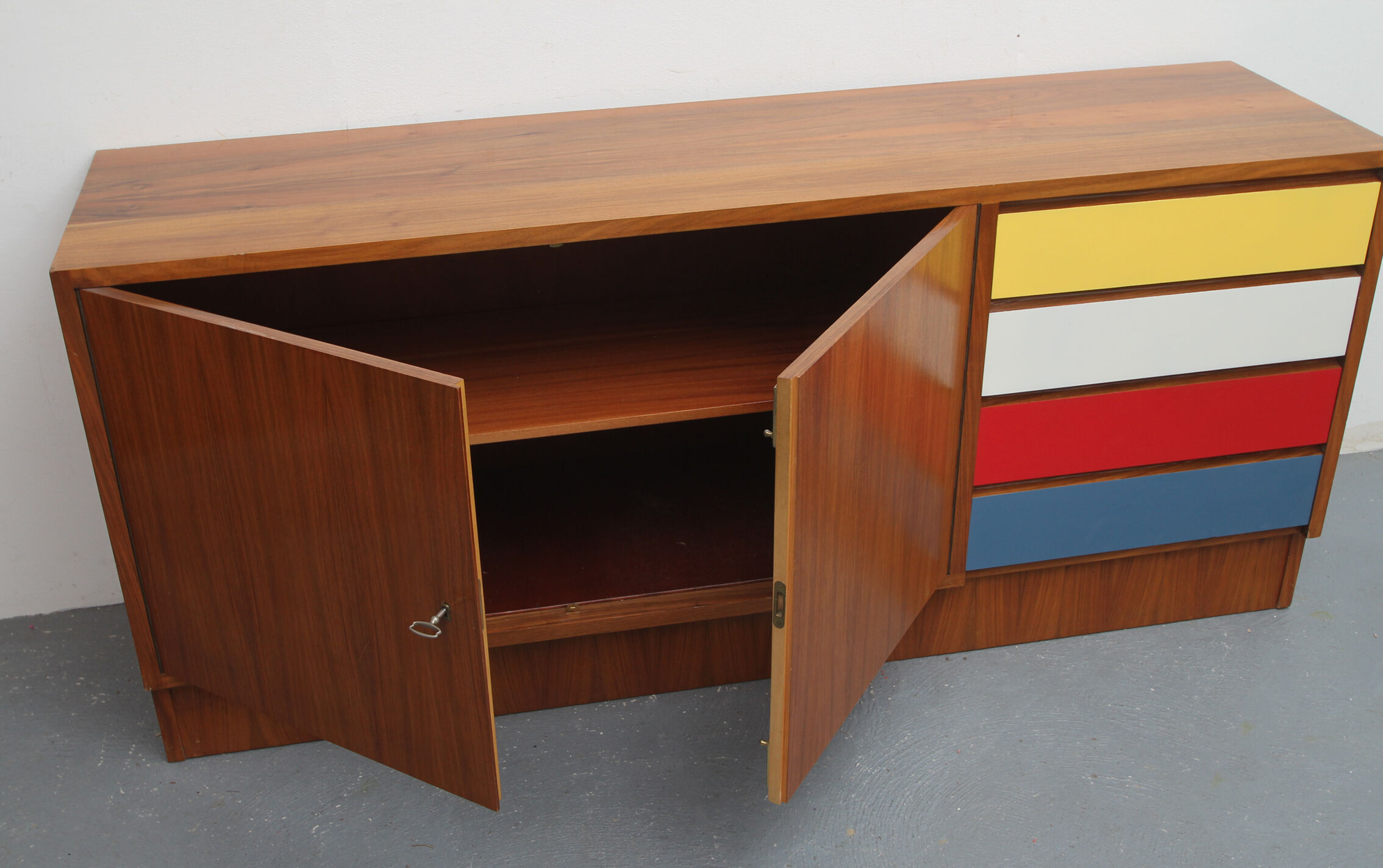 1960s sideboard with colored drawers