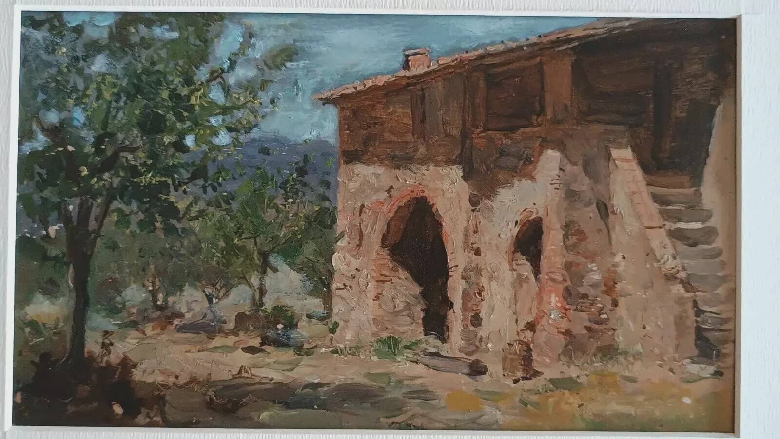 Oil painting on panel, Tuscan school, early 1900s