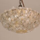 Elegant Murano Ceiling Light Gold and Trasparent Flower by Seguso for Venin