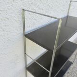 Modular String shelf in chrome and brown metal