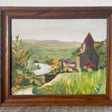 Oil painting landscape wooden frame
