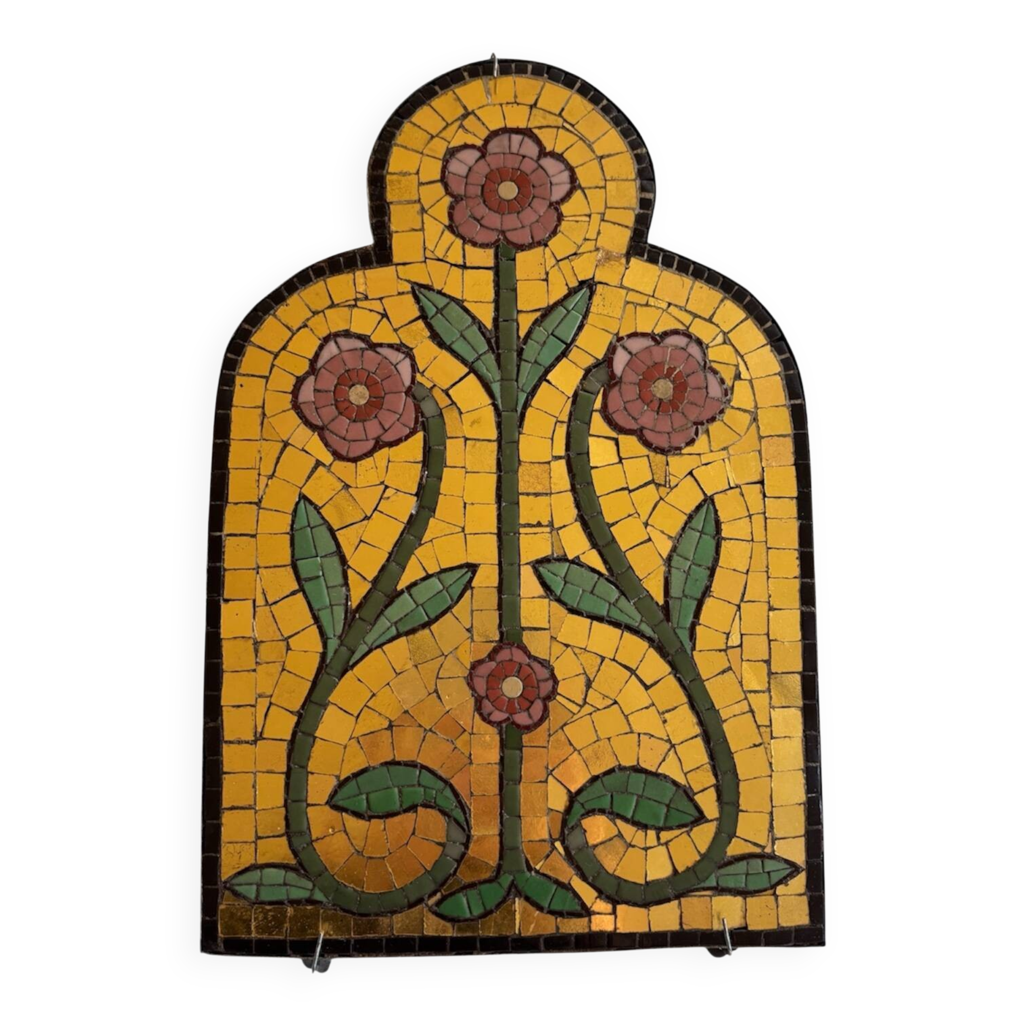 Wall plaque in floral mosaic, around 1900