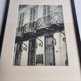 Rémy Duval – Parisian balcony, photoengraving from 1946 – Framed under glass