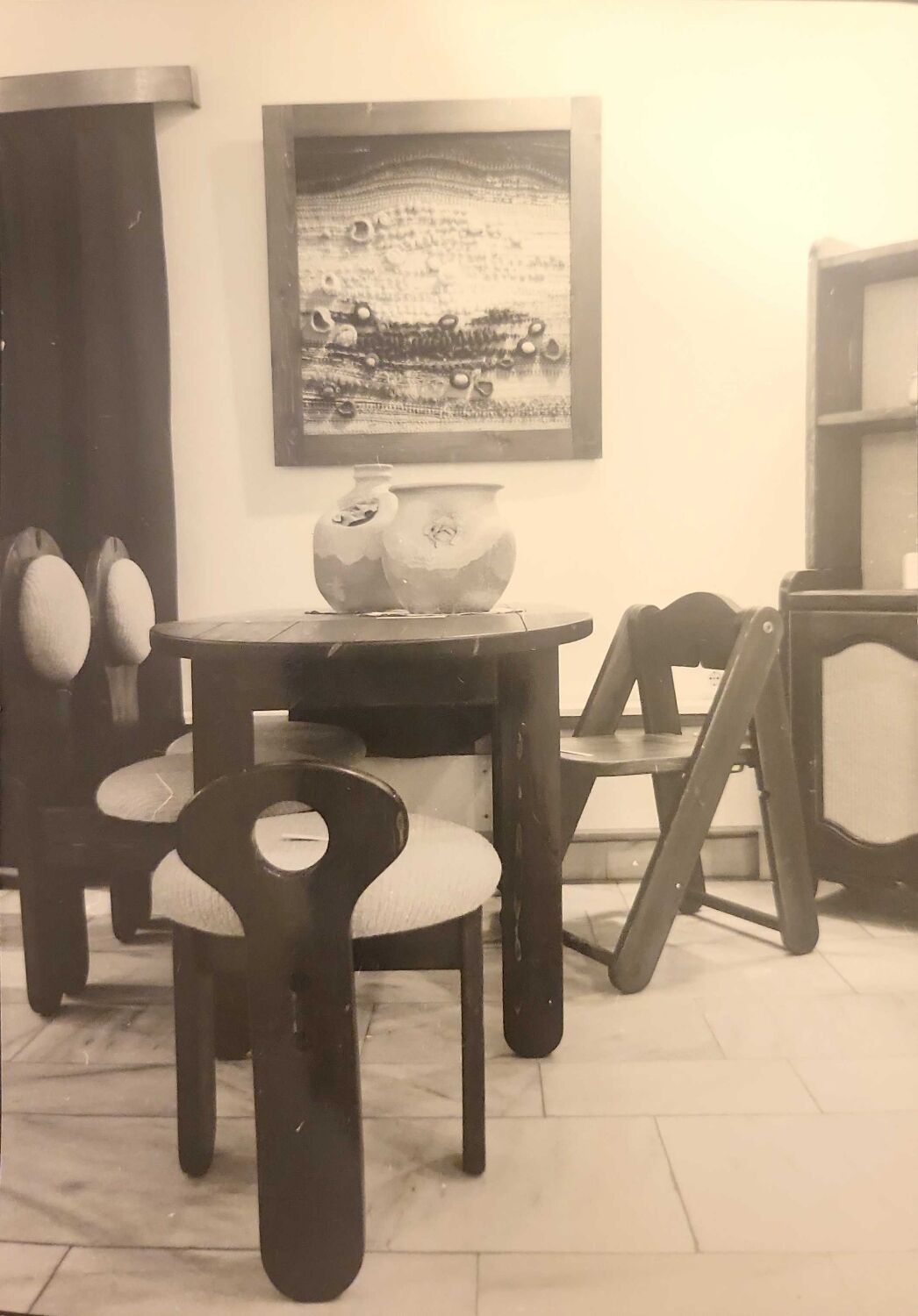 Stained Solid Larch Dining Table for Six by Mária Szedleczky, 1970s