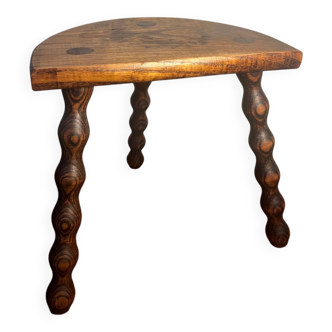 1950s turned wooden tripod stool