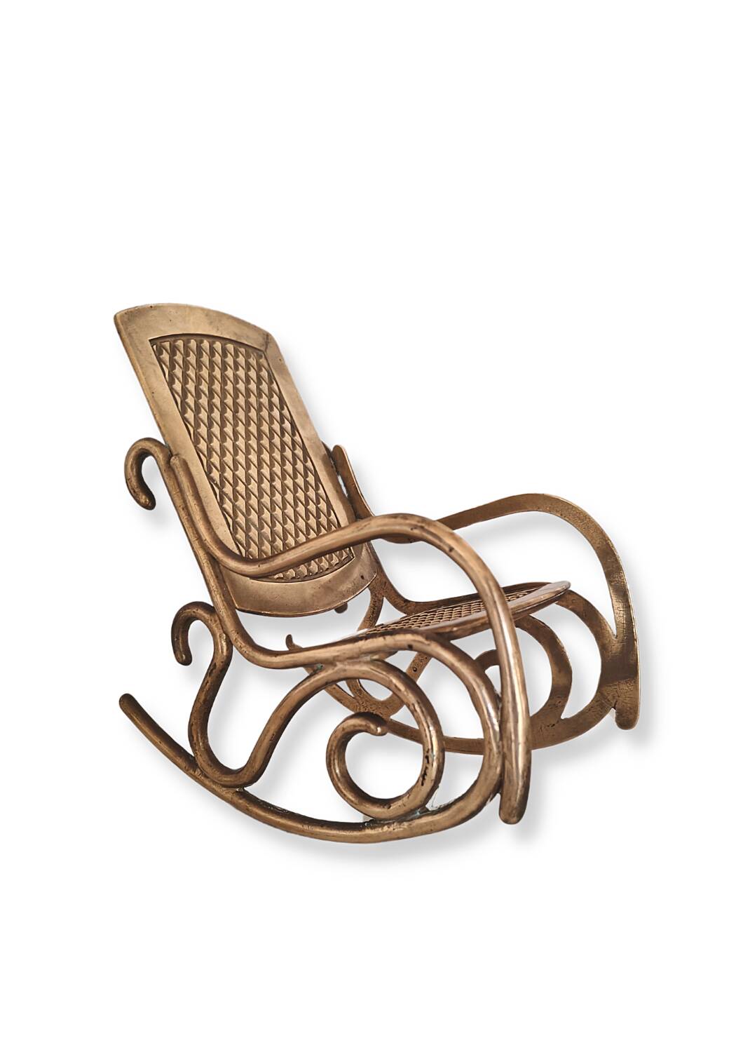Chaise berçante en laiton vintage - grande miniature