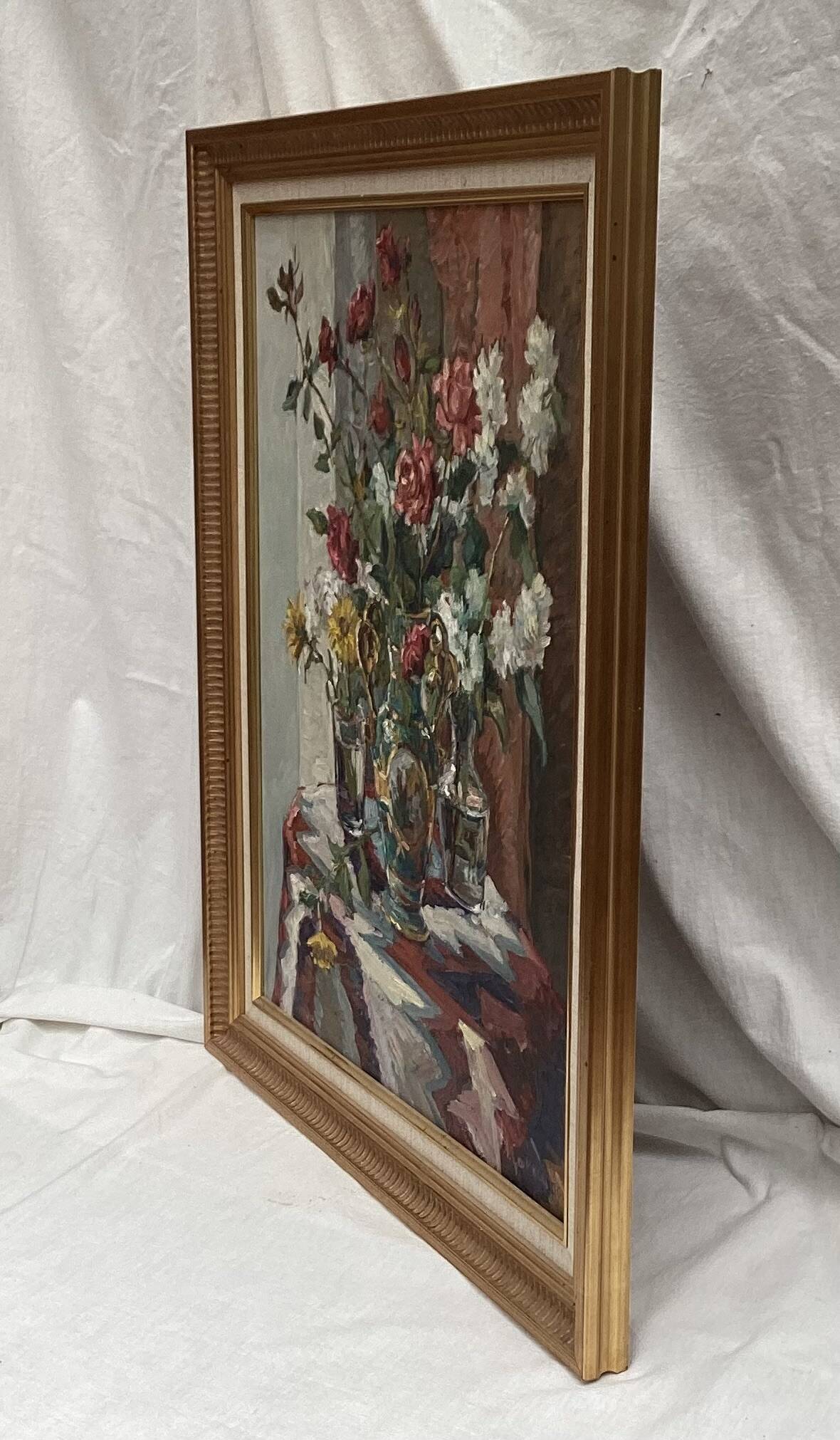 Oil painting on canvas around 2005 signed dimensions: height -77cm- width -62 cm-