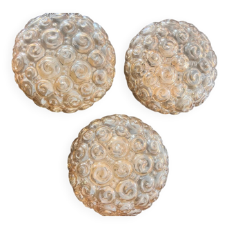 Lot de 3 Appliques ou plafonnier Helena Tynell 70s