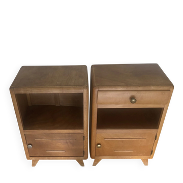 Pair of vintage 1950s oak bedside tables