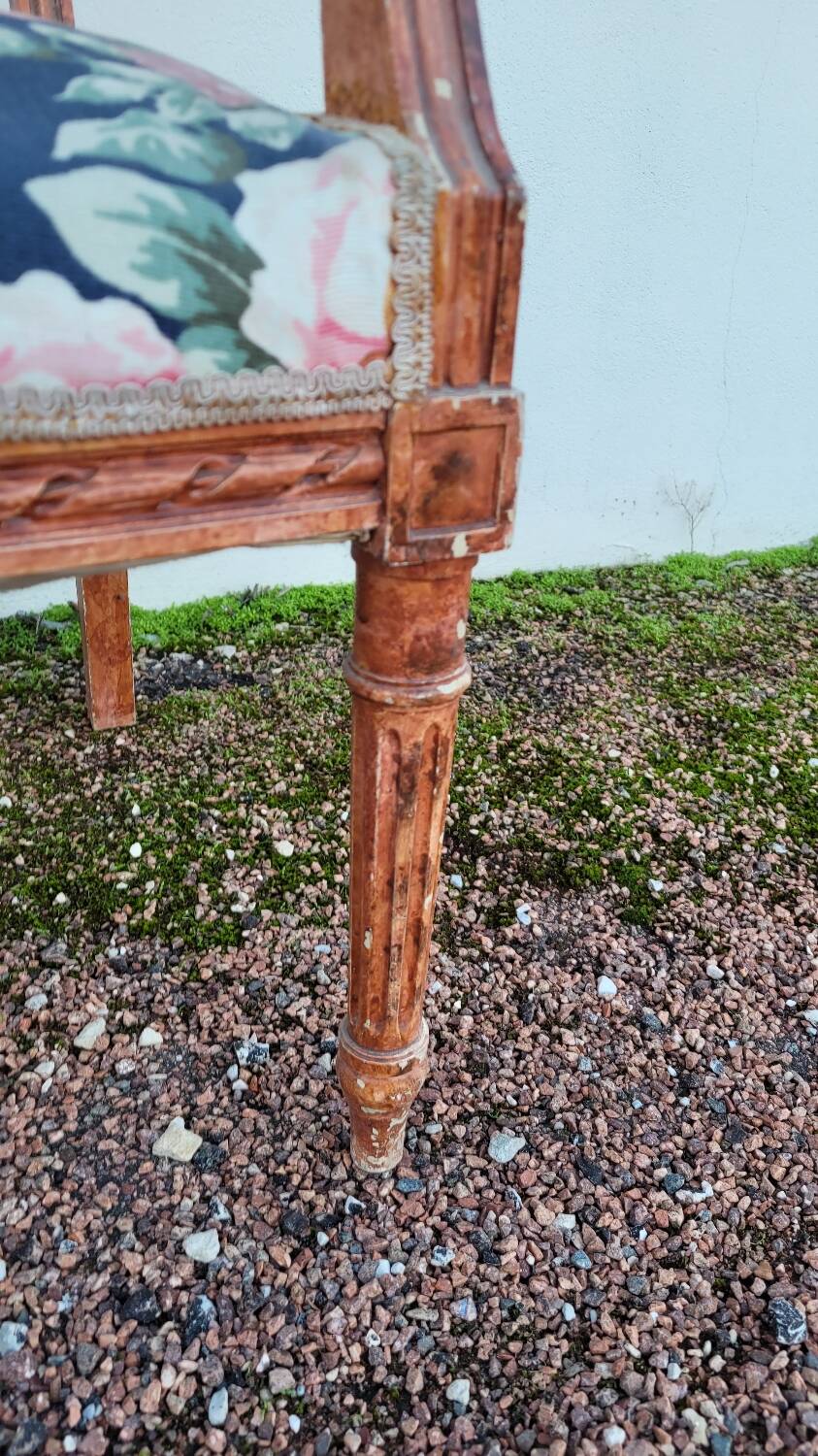 Antique Louis Xvi style armchair 1900s Fleuris fabrics