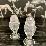 Duo of crystal salt shakers and pepper shakers