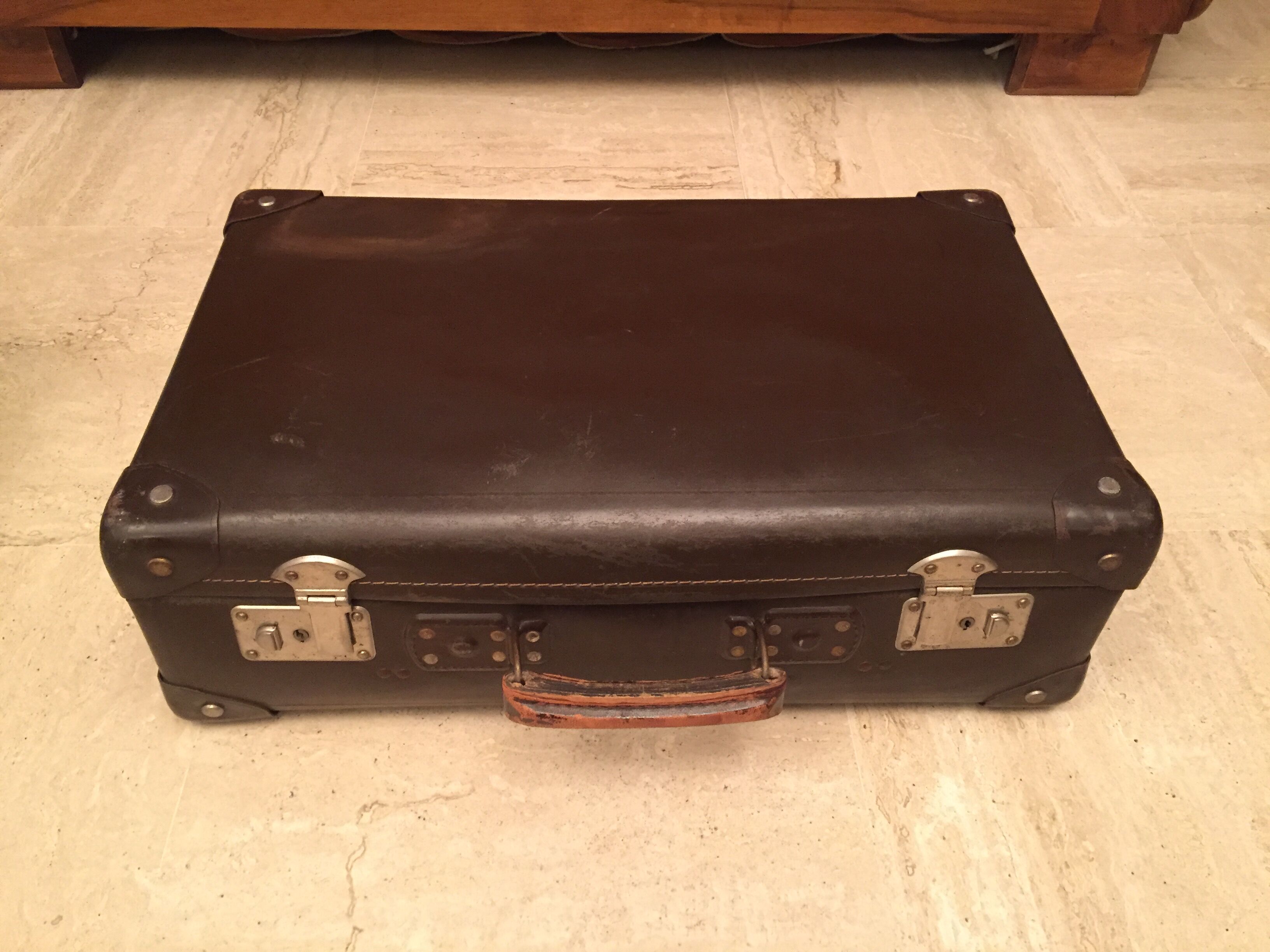 Old vintage 1950 cardboard suitcase