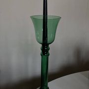 XXL tulip candle holder in blown green glass from the 1960s
