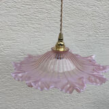 Vintage flower pendant lamp in pink glass