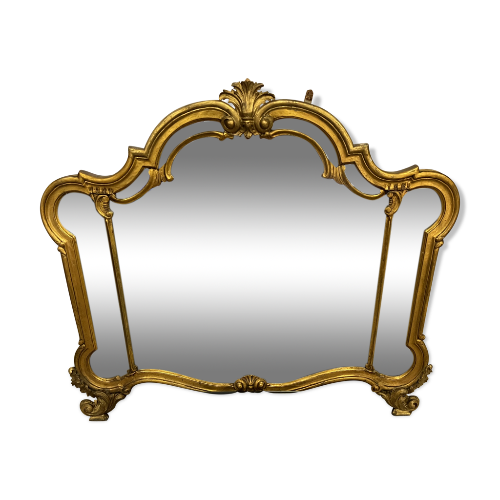 Miroir Style Louis XV - Résine Dorée - Vintage Hauteur 51 Cm - Milieu XXe