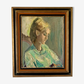 Tableau portrait de femme huile sur toile