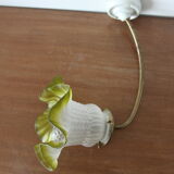 Applique tulipe verre vert anis support porcelaine