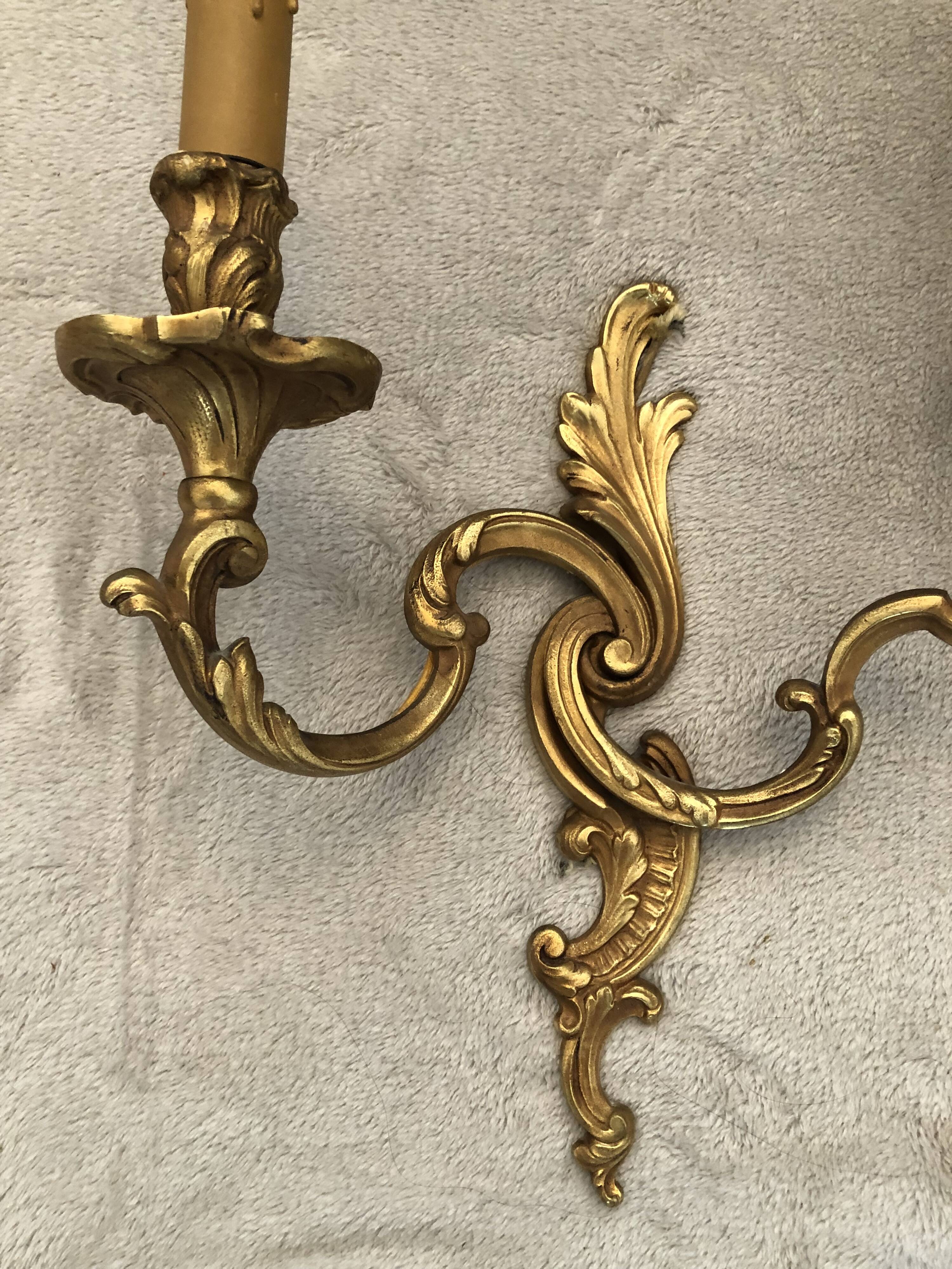 Pair of gilded bronze wall lamps - Louis XV - Rocaille