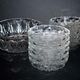Vintage dessert set - salad bowl and 12 cups in retro pressed-molded glass 1950