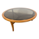 Table basse ronde scandinave en teck avec plateau en verre, années 1960.
