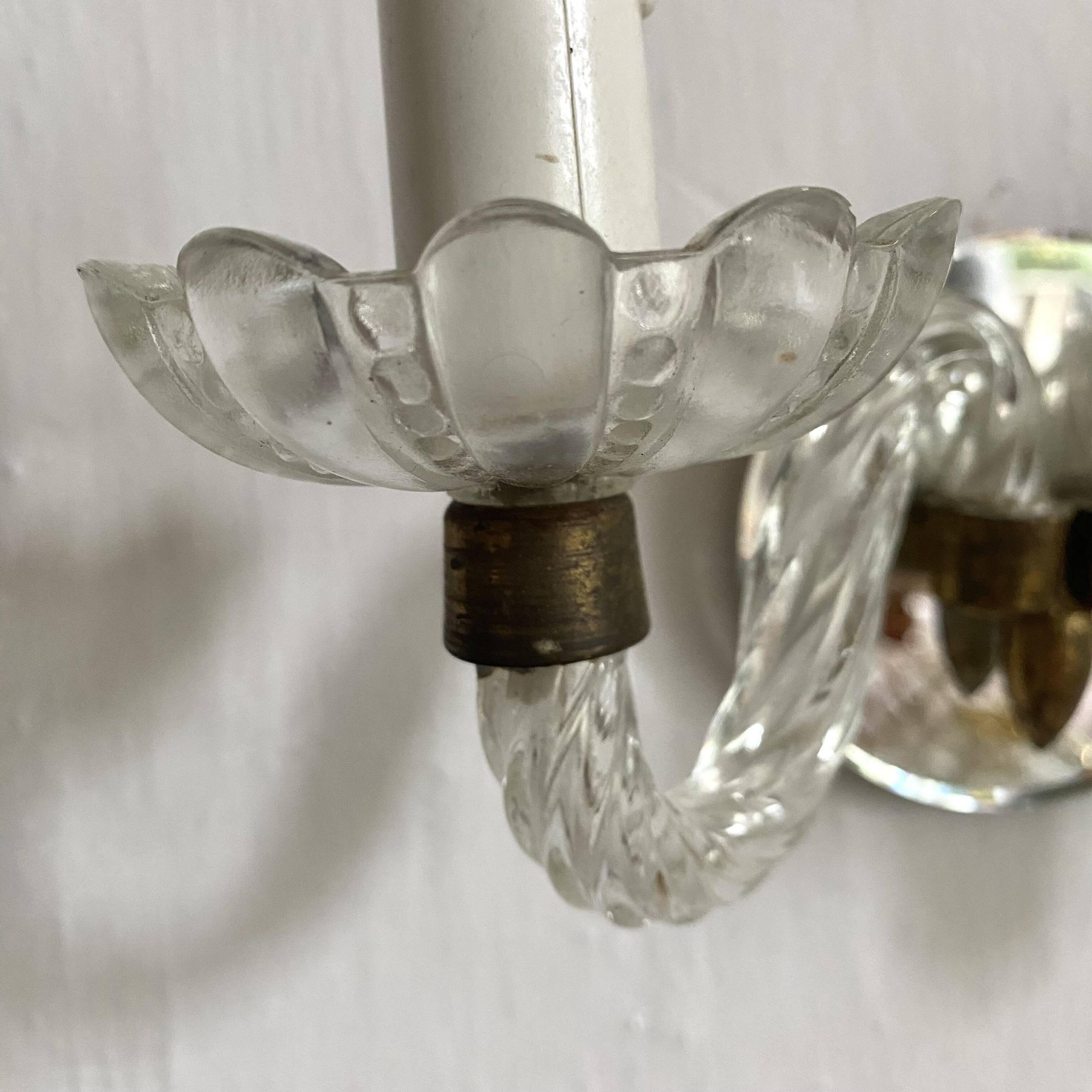2-light murano glass and mirror wall light