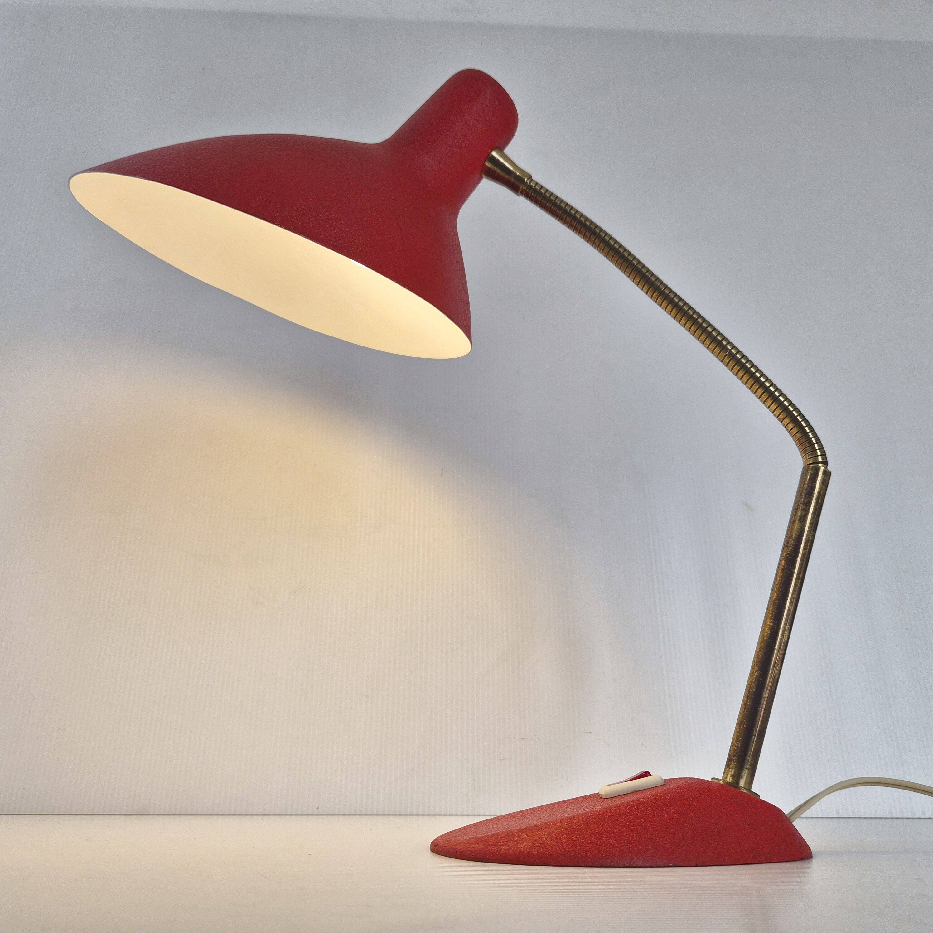 Vintage table lamp 1950 metal & brass dlg jean boris lacroix serge mouille