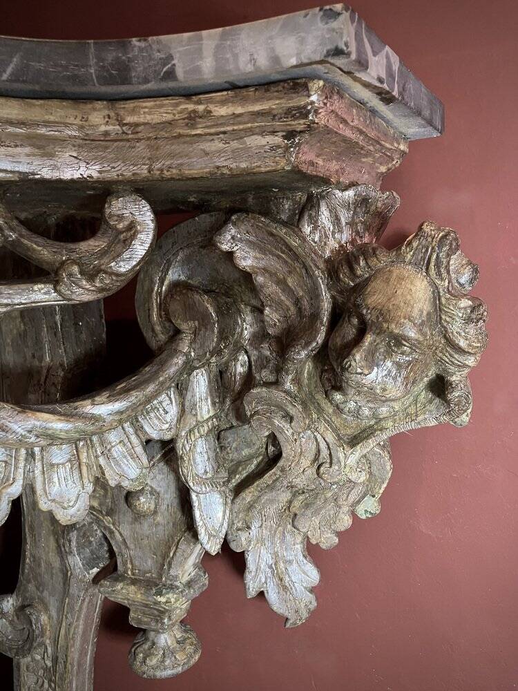 Italian Sculptural Silver Mecca Gilding Console Tables, Set of 2