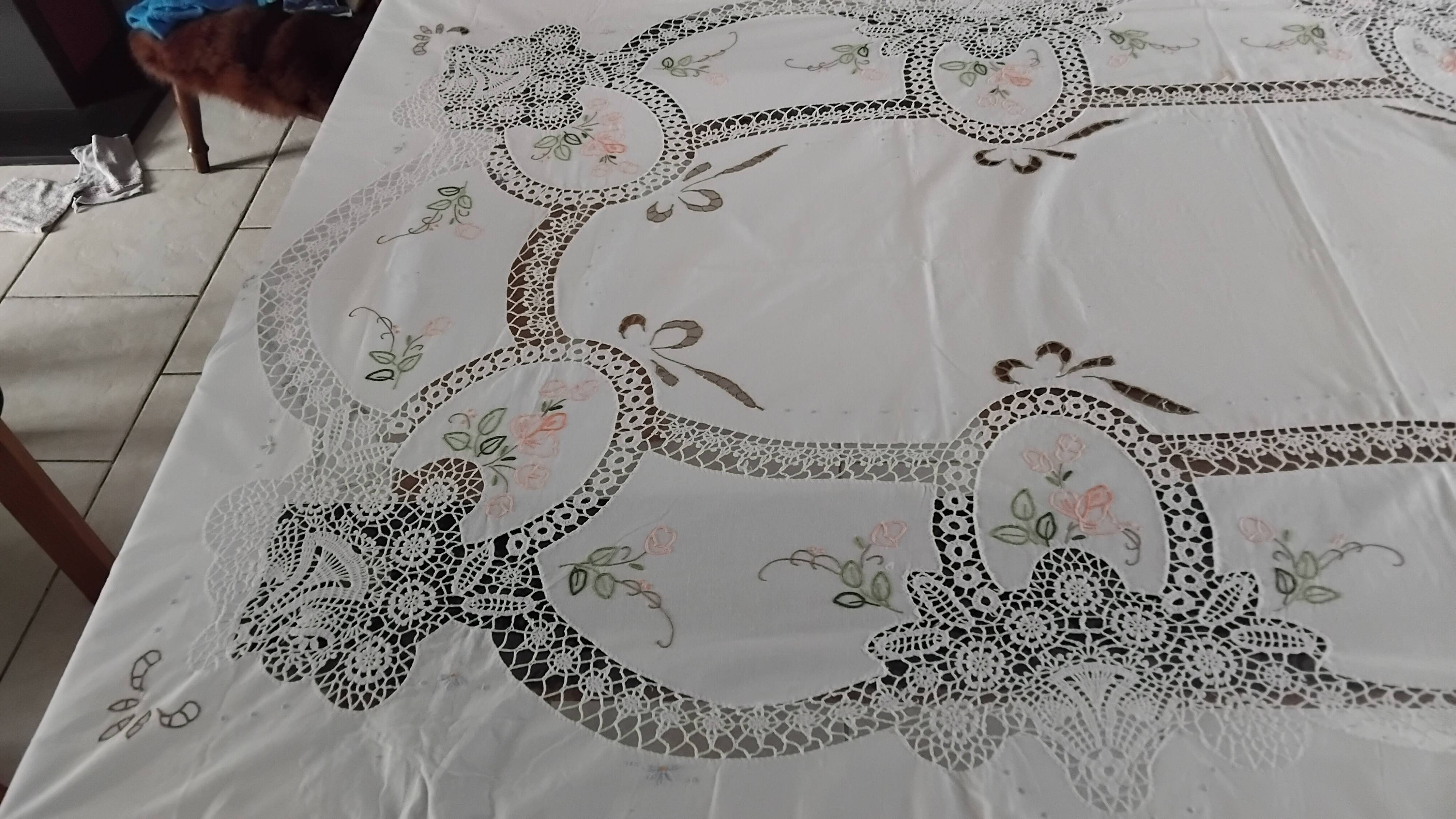 Vintage embroidered old tablecloth