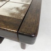 Square tile table from Vallauris, signed Dan with an image of a fantastic bird, 1960s.