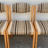 Suite of 4 chairs self beech brass and wool 1960