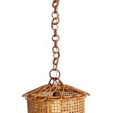 Handcrafted Bamboo and Rattan Pendant Lamp, Spanish Modernist, 1960s