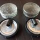 Pair of round ceiling lights in glass ice vintage 60-70s