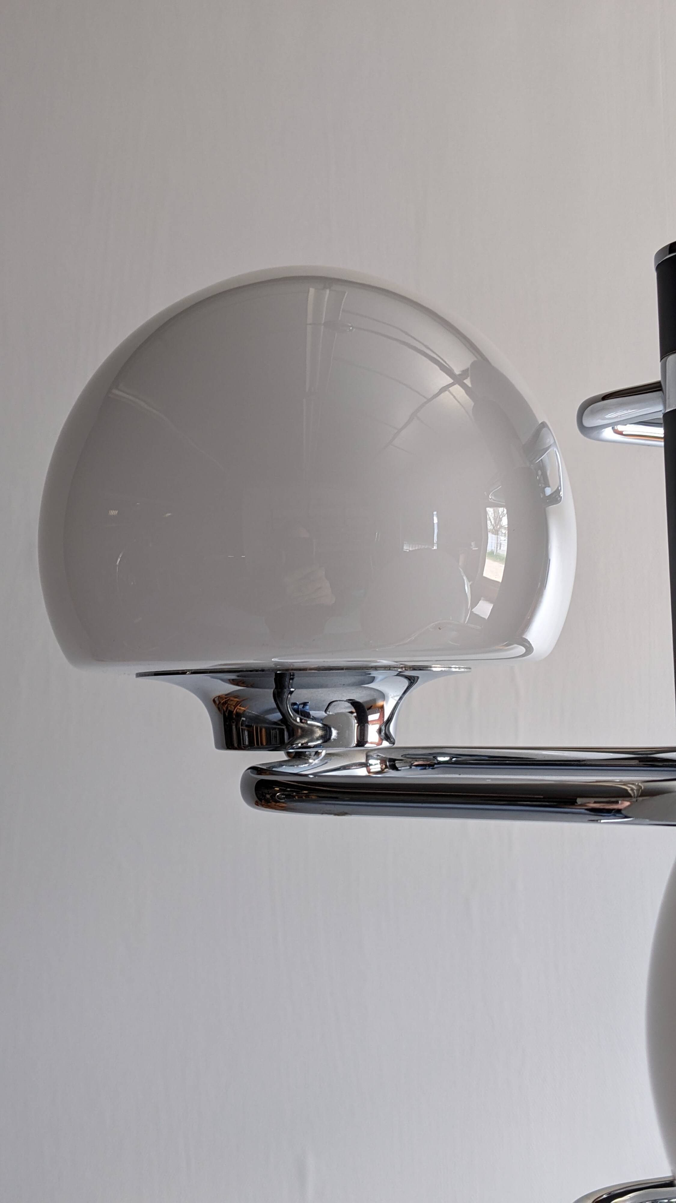 Space Age 3-light chandelier in white opaline, Italy circa 1970