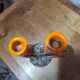 Double candlestick Fat Lava Vallauris volcanic ceramic 1960s